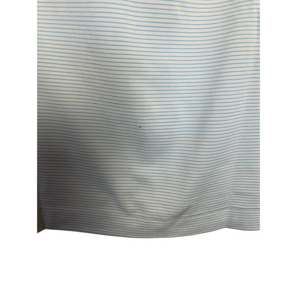 Peter Millar | Summer Comfort Baby Blue & White Stripe Polo Shirt Size XXL - Picture 6 of 9